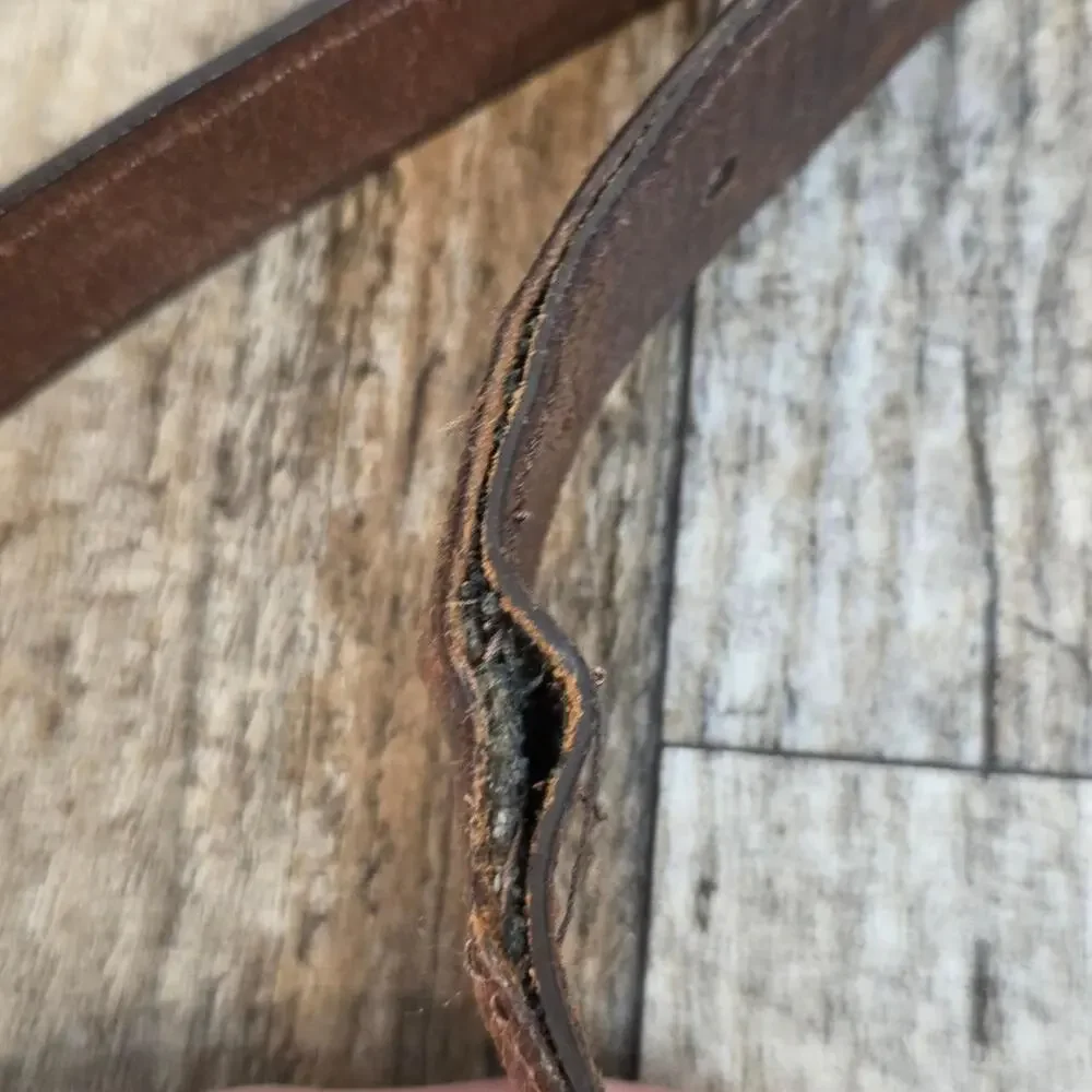Vintage Columbia Woven Leather Belt Brown Southwestern Boho Western Size 40